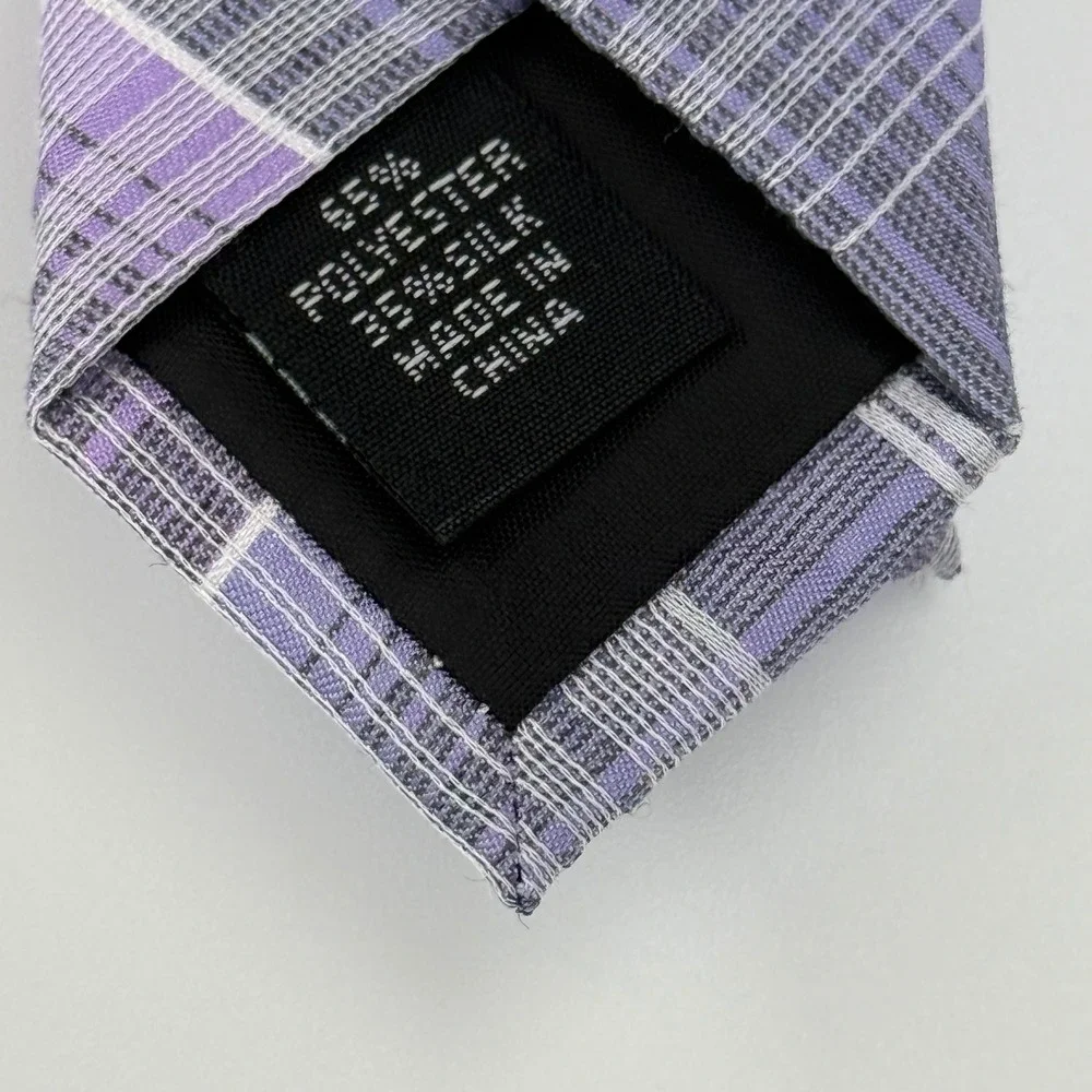 Calvin Klein Mens Silk Blend Necktie Lot 3 Pack Plaid Textured Blue Purple Pink